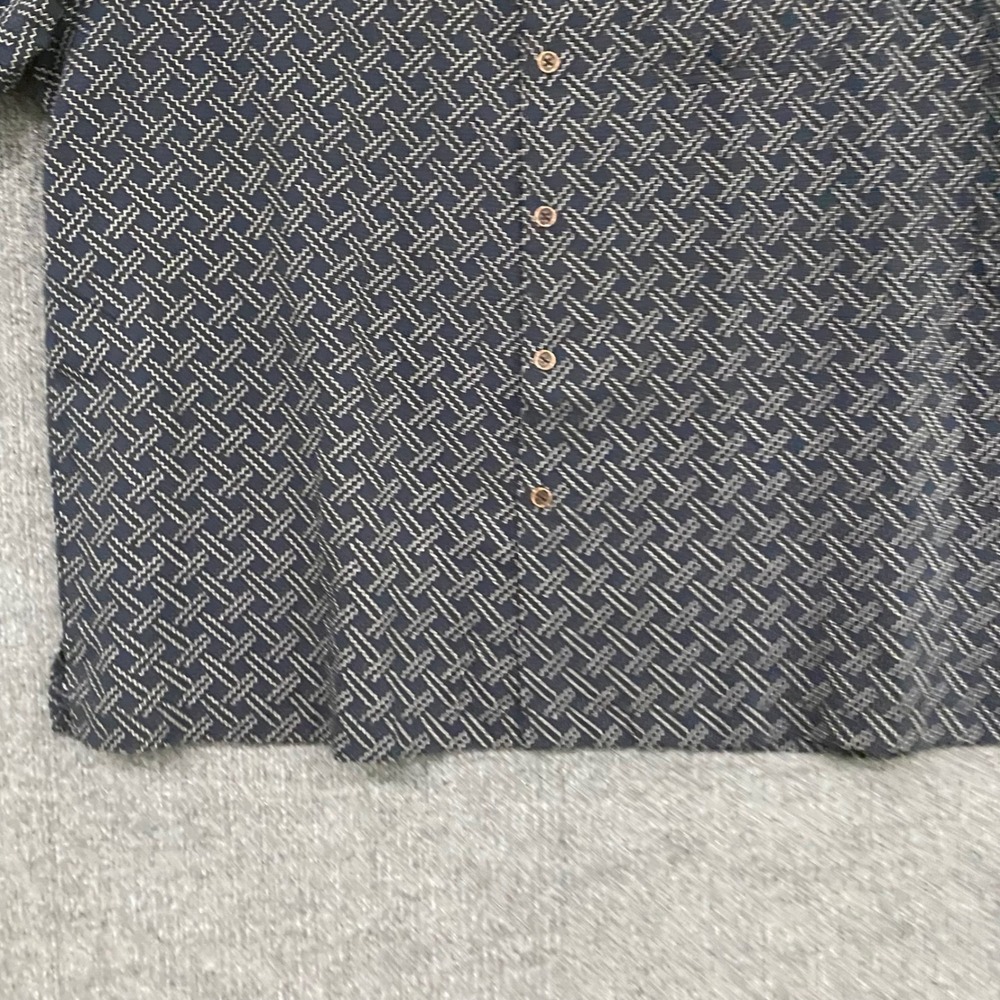 Nat Nast Mens XL Silk Cotton Short Sleeve Button Down Shirt Navy Geometric 1353 - Picture 16 of 16